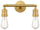 Bare Bulb 2 Light Bath Vanity Light, Satin Gold
