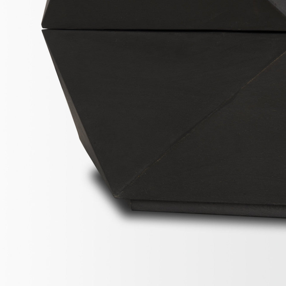 Arreto Hexagonal Hinged Solid Wood Top and Base Coffee Table