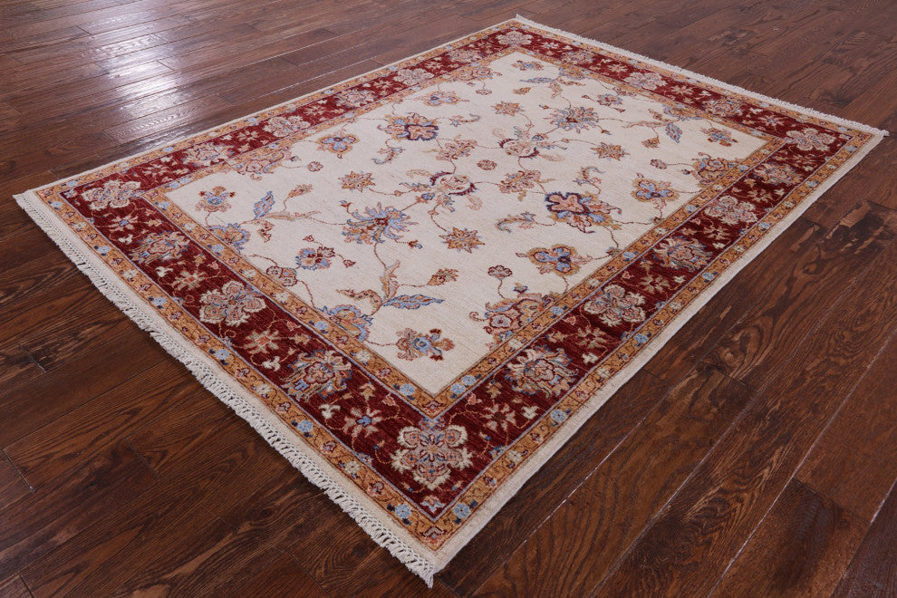 Handmade Persian Tabriz Wool Rug 4' 10" X 6' 7" Q11201