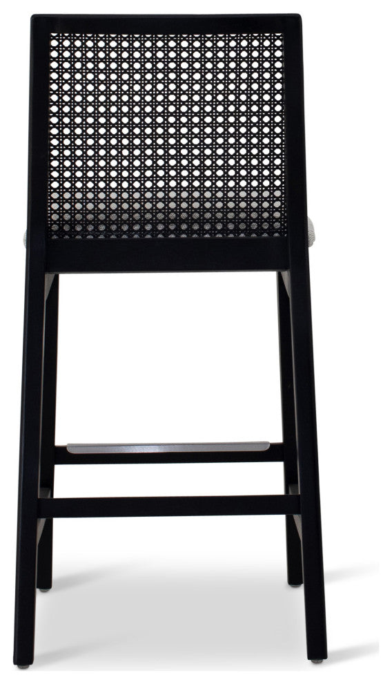 Modern Brazilian, Nardia, Cane Counter Stool, Ebano/Crafted Glaze