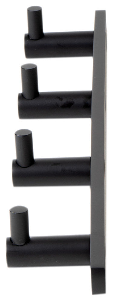 ALFI brand AB9528-BM Black Matte Wall Mounted 4 Prong Robe / Towel Hook