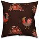 Roostern Pattern, Brown Throw Pillow, 16"x16"