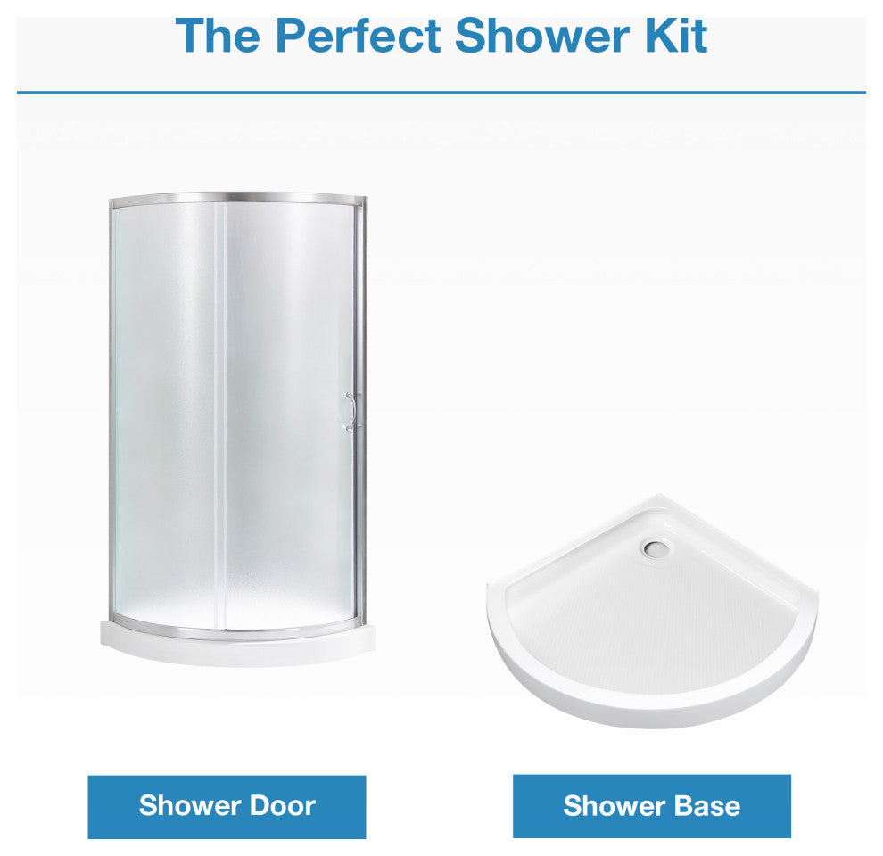 Ove Decors Breeze Shower Kit, Frosted Panels and Base, Satin Nickel, 34"