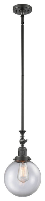 1-Light Beacon 8" Mini Pendant, Oil Rubbed Bronze, Glass: Clear