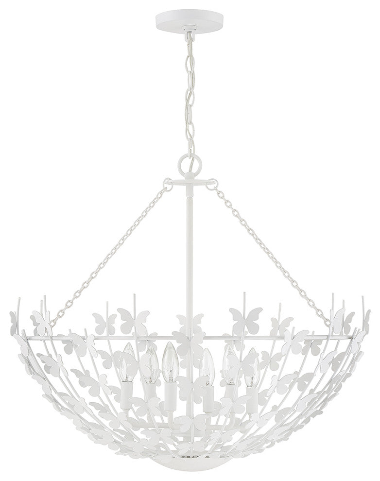 Birch 6-Light Pendant, Burnished Brass, Bisque White
