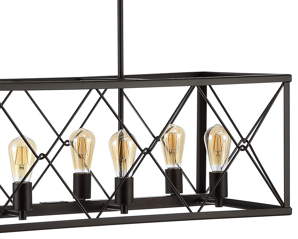 Galax 39" 8-Light Adjustable Iron Farmhouse LED Pendant, Bronze by JONATHAN Y