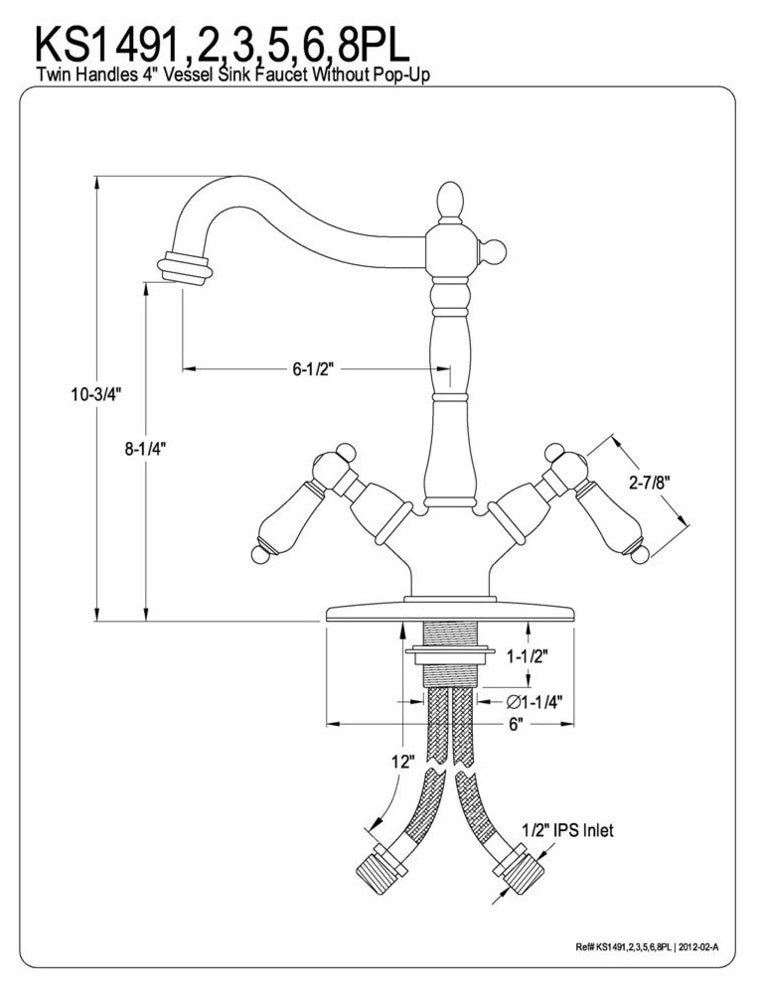 Heritage Two Handle Vessel Sink Faucet with Optional Cover Plate