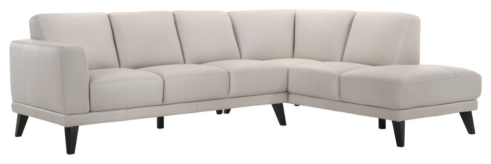 Benzara BM293330 Left Arm Facing Sofa, Mist Gray Finish, Genuine Italian Leather