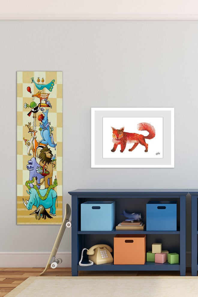 Marmont Hill, "Upon a Rhinoceros" by Janet Nelson Print on Wrapped Canvas, 15x45