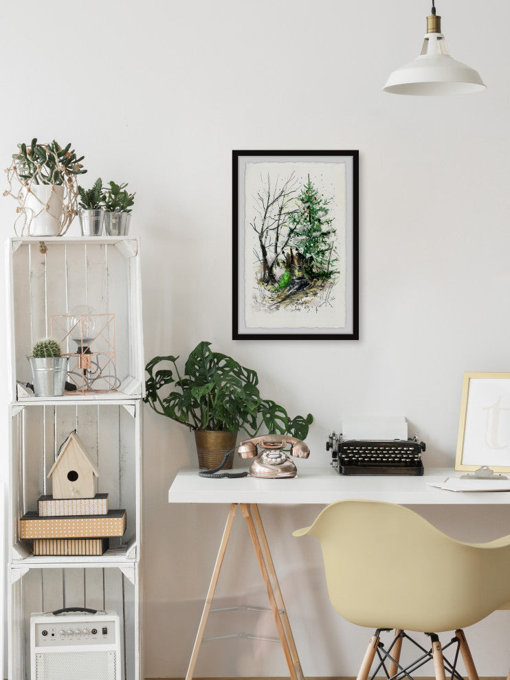 "Christmas Tree Found" Framed Painting Print, 24x36