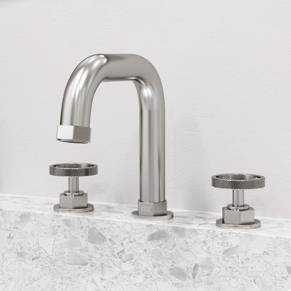 VIGO Hart 7" H 2-Handle Widespread Bathroom Faucet, Brushed Nickel