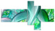 Green Fractal Exotic Plant Stems, Abstract Wall Art Canvas, 60"x32", 5 panels