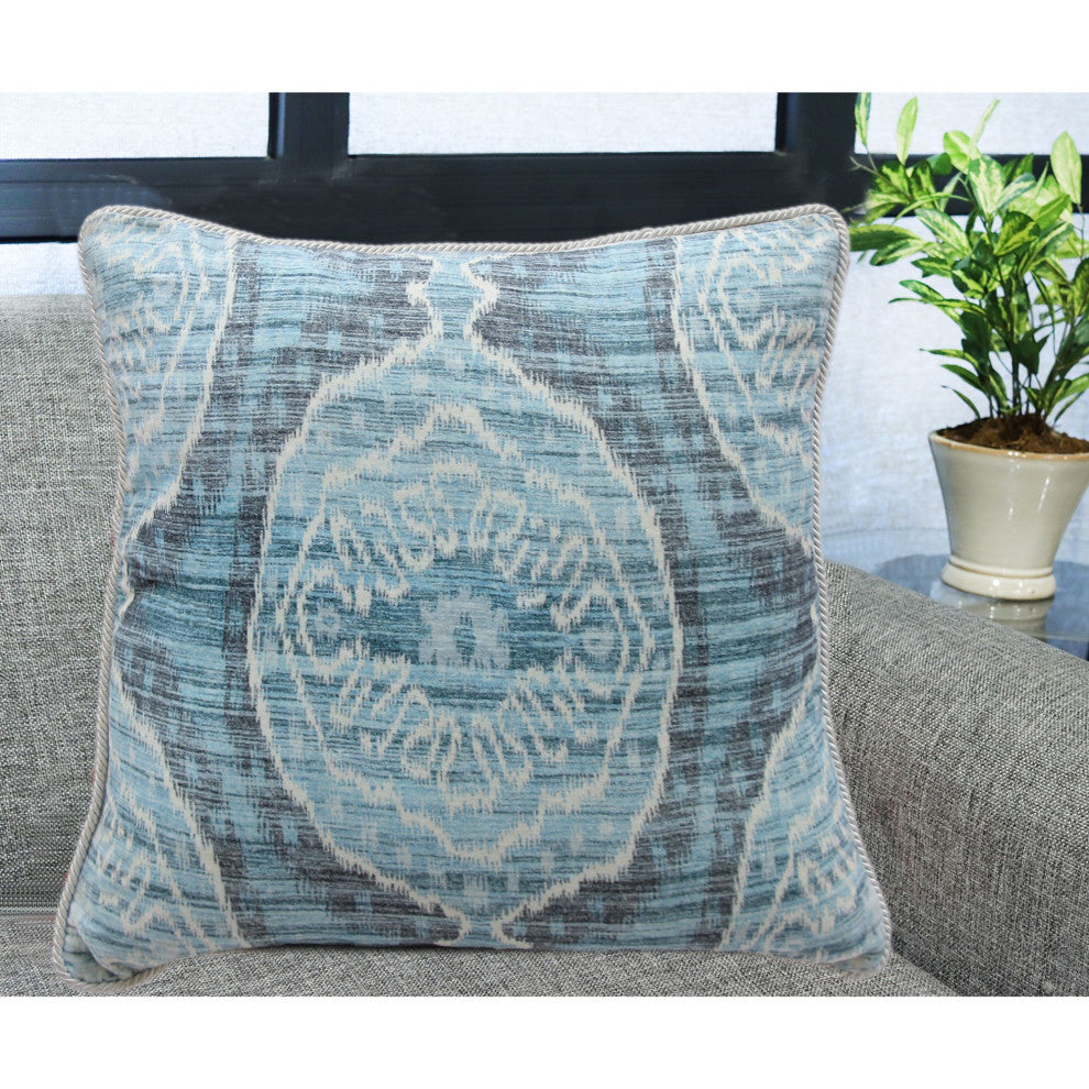 Turquoise Machine Woven Hadley Throw Pillow, 20" x 20"