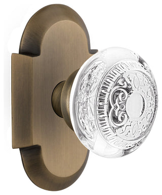 Cottage Plate Single Dummy Crystal Egg and Dart Knob, Antique Brass, COTCED