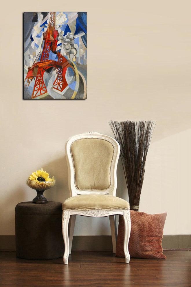 Epic Graffiti "Red Eiffel Tower" by Robert Delaunay Giclee Canvas Art, 12"x16"