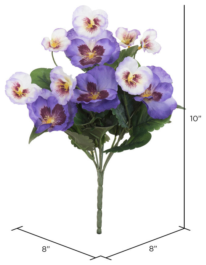 Vickerman 10" Pansy Bush, 4 per Pack, Purple