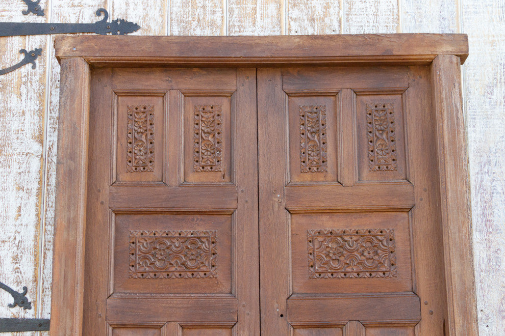 19th Century Carved Medallion Floral Doors