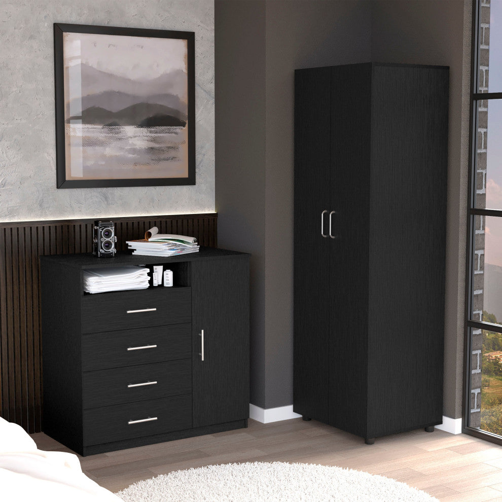 DEPOT E-SHOP Bidrell 2 Piece Bedroom Set, Armoire and Drawer Dresser