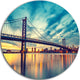 Ben Franklin Bridge In Philadelphia, Cityscape Disc Metal Wall Art, 23"