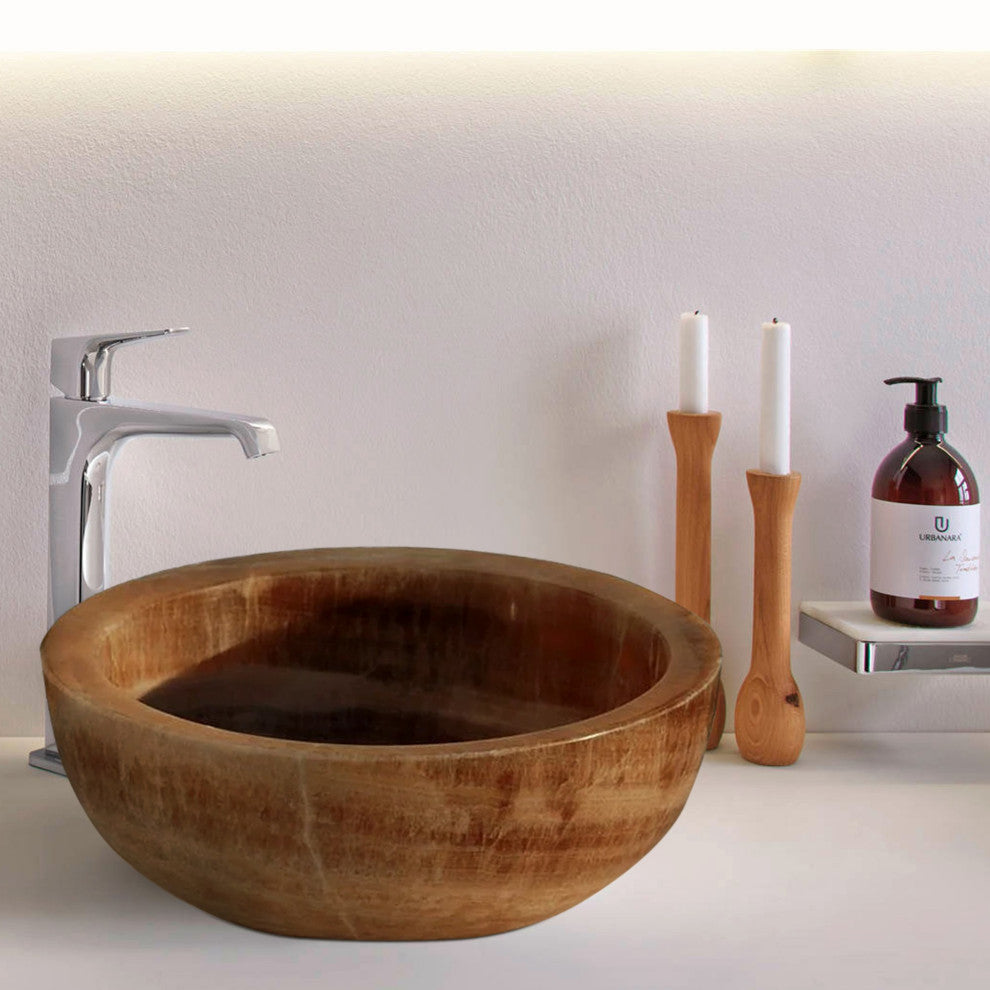 Natural Stone Honey Onyx Vessel Sink (D)16" (H)6"