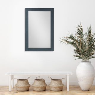 Maribella Rectangular Bathroom Wood Framed Wall Mirror, Classical Blue, 24"