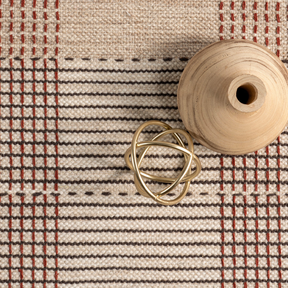 Oregon Plaid Wool Area Rug, Beige 5'x8'