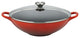Le Creuset Cast Iron Wok and Glass Lid, 32 cm, Cerise