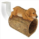 Golden Retriever On Log Rain Gutter