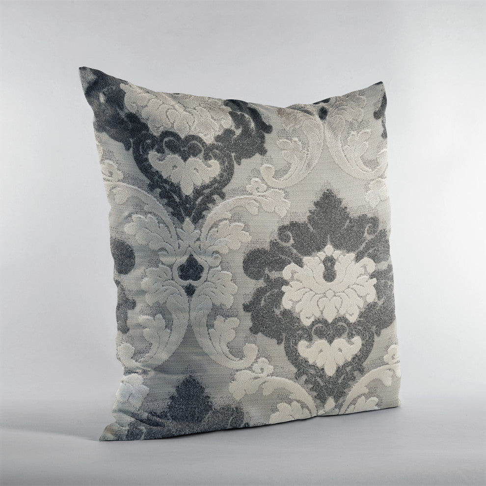 Leilani Fleurs Luxury Throw Pillow in Blue and Beige Tones, 20"x20"