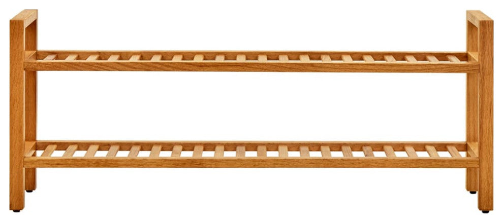 vidaXL Shoe Rack 2-Tier Shoe Storage Organizer Shoe Shelf Holder Solid Oak Wood, 39.4" X 10.6" X 15.7"/ 1 Pcs/ Piece