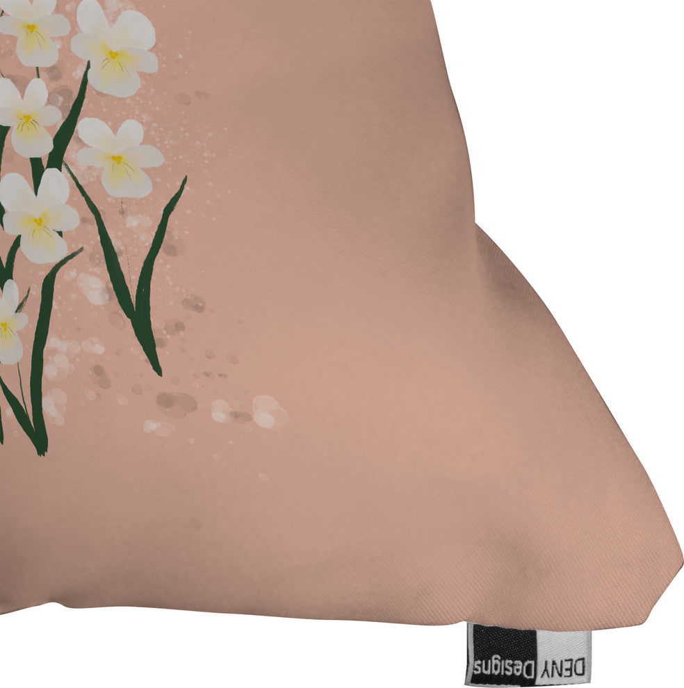 Joy Laforme Pansies in Pink and White Outdoor Throw Pillow, Medium