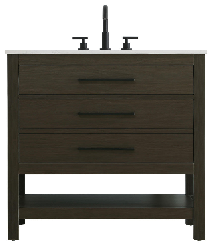 Home Living 36" Single Bathroom Vanity, Mocha Brown