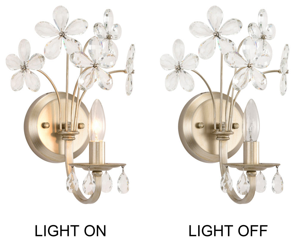 Zelda 1 Light Champagne Daisy Flower Glass Crystal Wall Sconce