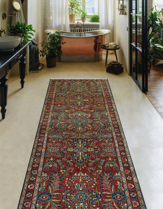Fine Vintage Distressed Tursingul Red/Charcoal Runner, 3'5 x 9'9