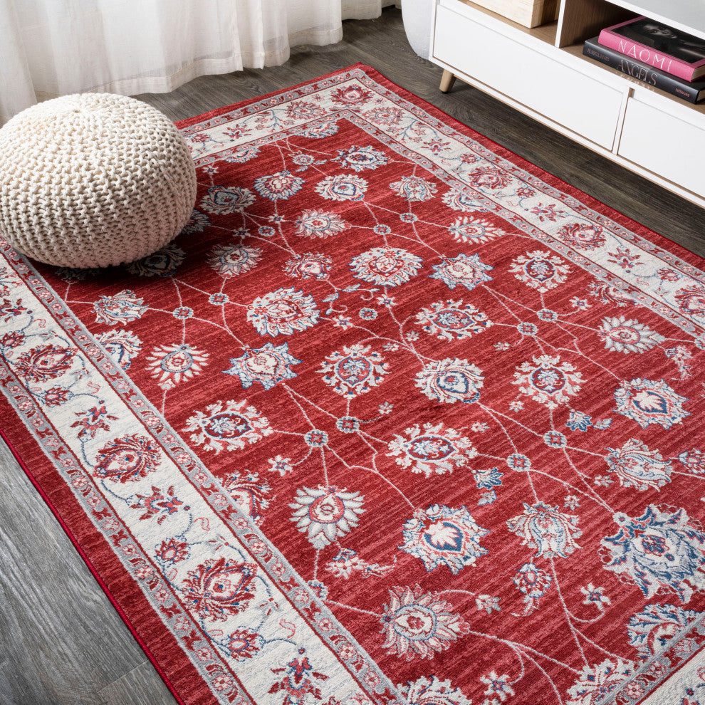 Modern Persian Vintage Moroccan Red/Cream 4'x6' Area Rug