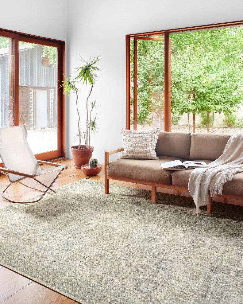 Loloi II Skye SKY-14 Natural/Sage Oriental Printed Area Rug, 5'0"x7'6"