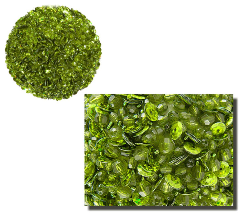 Lavish Lime Green Fully Sequined and Beaded Christmas Ball Ornament, 4.25"