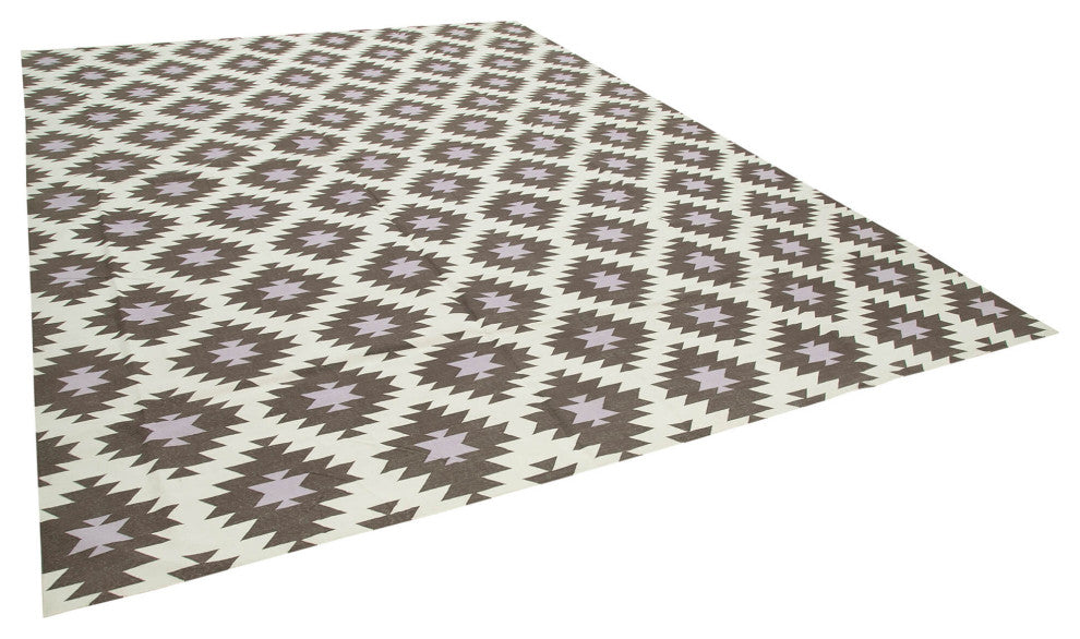 Rug N Carpet - Handmade Wool 9' 9'' x 13' 4'' Geometric Dhurrie Kilim Rug
