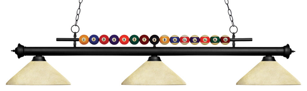 Shark Collection 3 Light Billiard Light in Matte Black Finish