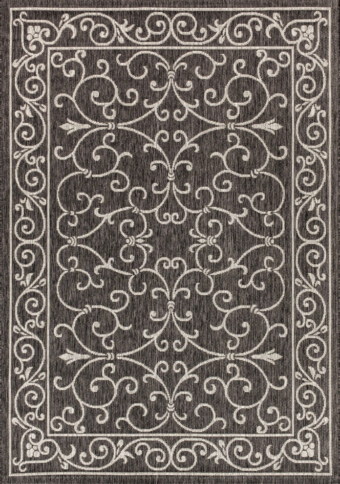Charleston Vintage Filigree Textured Weave Indoor/Outdoor Area Rug