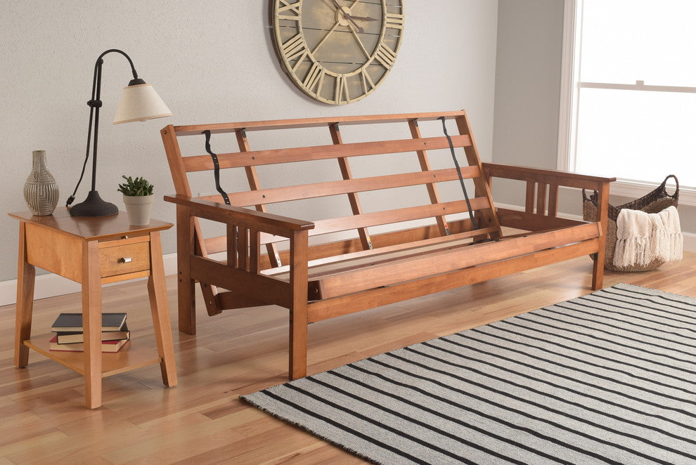 Caleb Frame Futon With Barbados Finish, Suede Blue