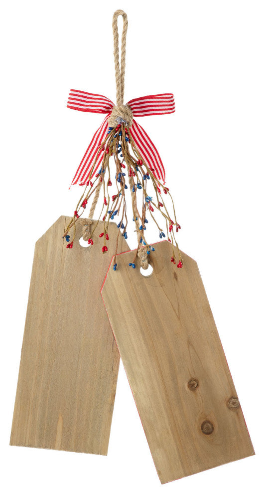 19.5"H Wooden Patriotic/Americana Doorknob Hanging Decor