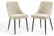 Side Dining Chair, Set of 2, Fabric, Metal, Black Beige, Cafe Bistro Restaurant