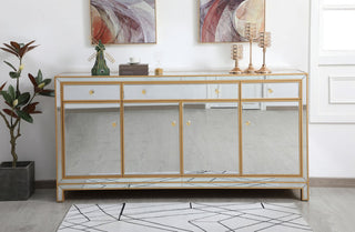 Elegant MF72072G Reflexion 72" Mirrored Credenza, Gold