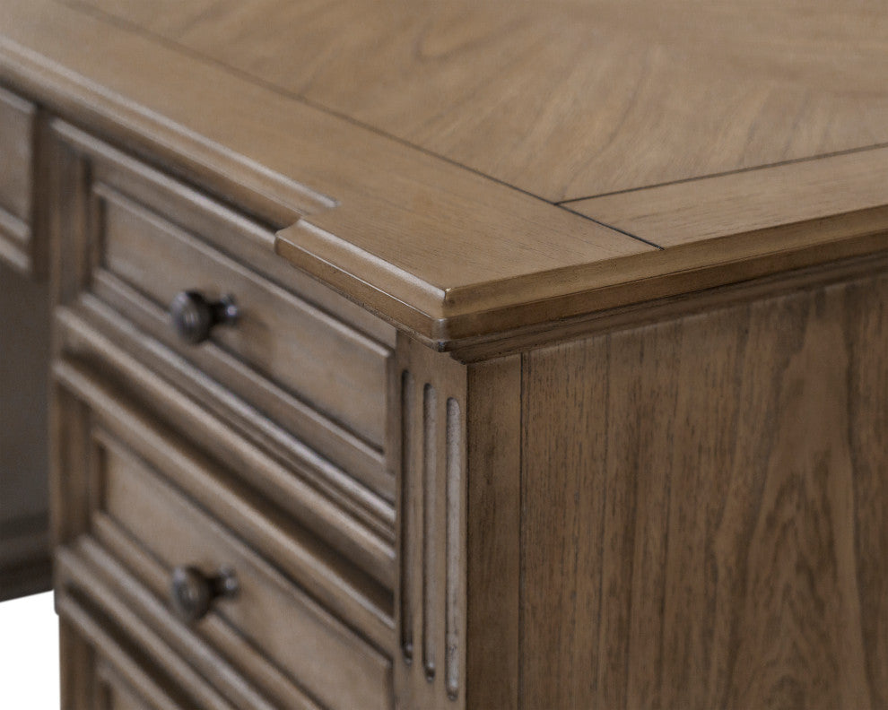 Traditional Credenza Wood Office Desk Writing Table Light Brown