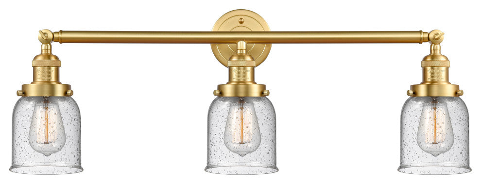 Small Bell 3 Light Bath Vanity Light, Satin Gold, Seedy