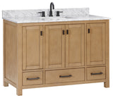 Avanity Modero 48" Vanity Combo, Brushed Oak and Carrara White Marble Top
