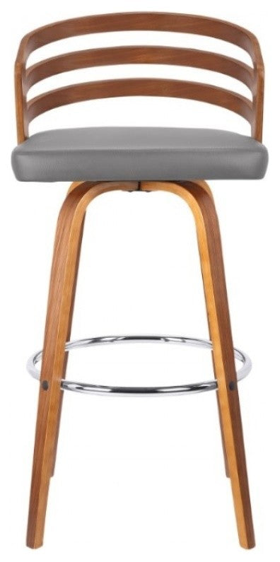 Armen living Jayden 26" Mid-Century Swivel Counter Height Barstool in Grey Faux