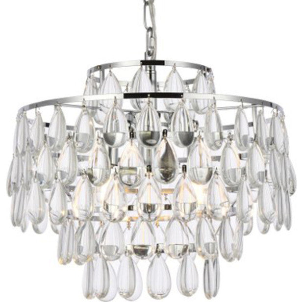 Elegant Lighting 1102D16 Mila 3 Light 16"W Crystal Pendant - Chrome