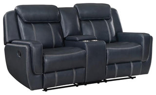 Lexicon Littleton 2-Piece Faux Leather Reclining Sofa Set in Blue